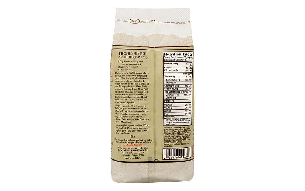 Bob's Red Mill Gluten Free Chocolate Chip Cookie Mix   Pack  623 grams